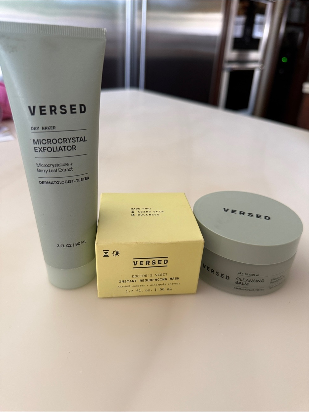 Versed Day Maker Microcrystal Exfoliator & Cleansing Balm Set in Sage Green